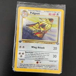 1ST EDITION PIDGEOT 1999 HOLO 8/64 JUNGLE. CARD HAS LIVED IN SLEEVE.
